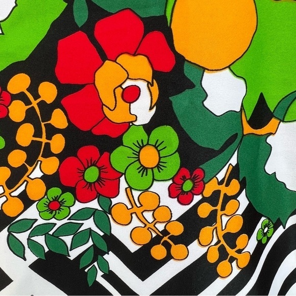 Vintage Lanvin I. Magnin Geometric Floral Button Front Blouse Mod Flowers Medium - Picture 7 of 16